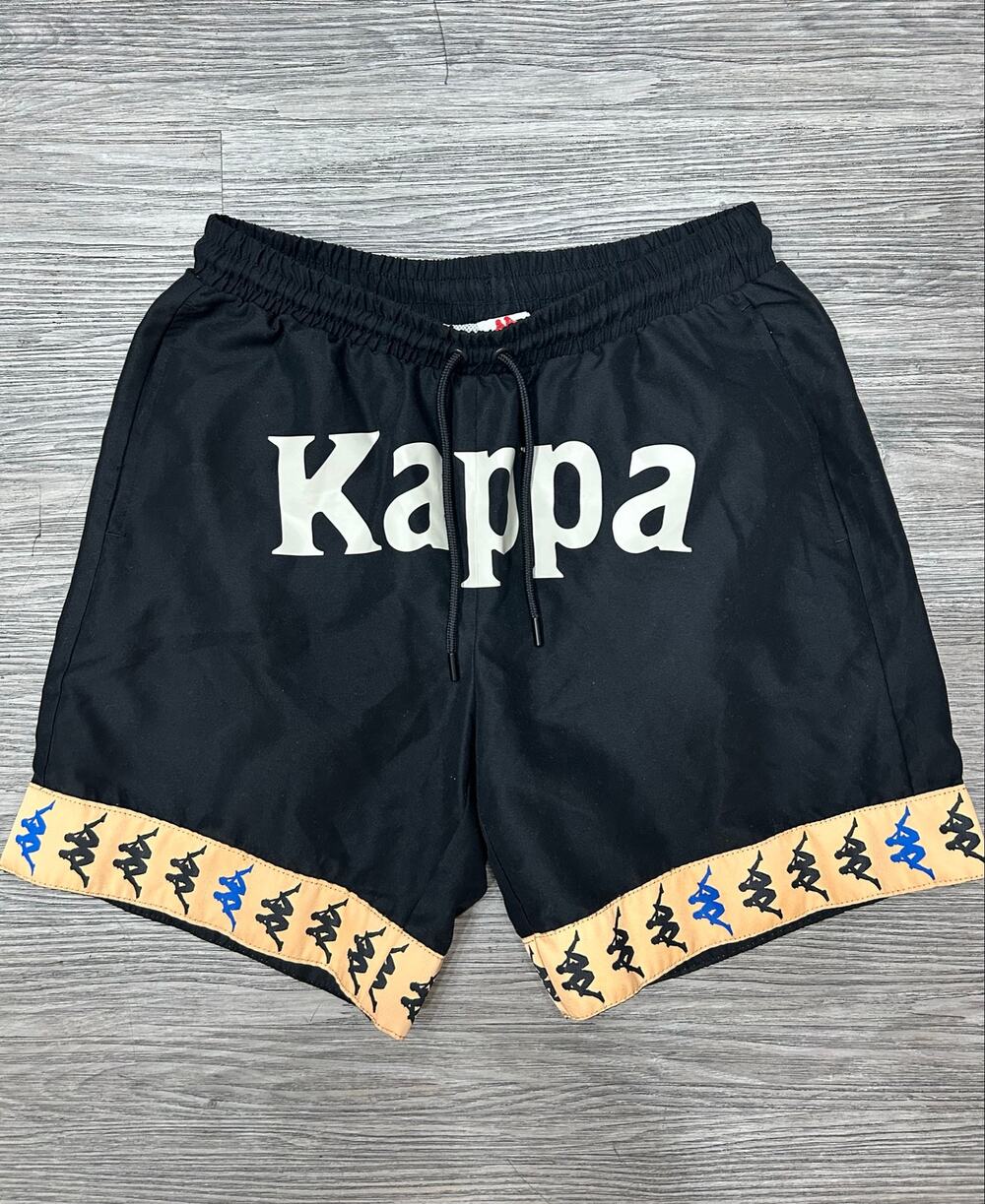 Kappa Swim Trunks Shorts Black Multi Logo Tape Band Drawstring Size Small S